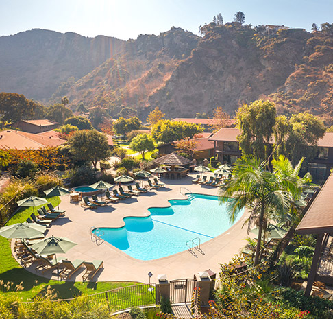 Aerial pool and Bar view.