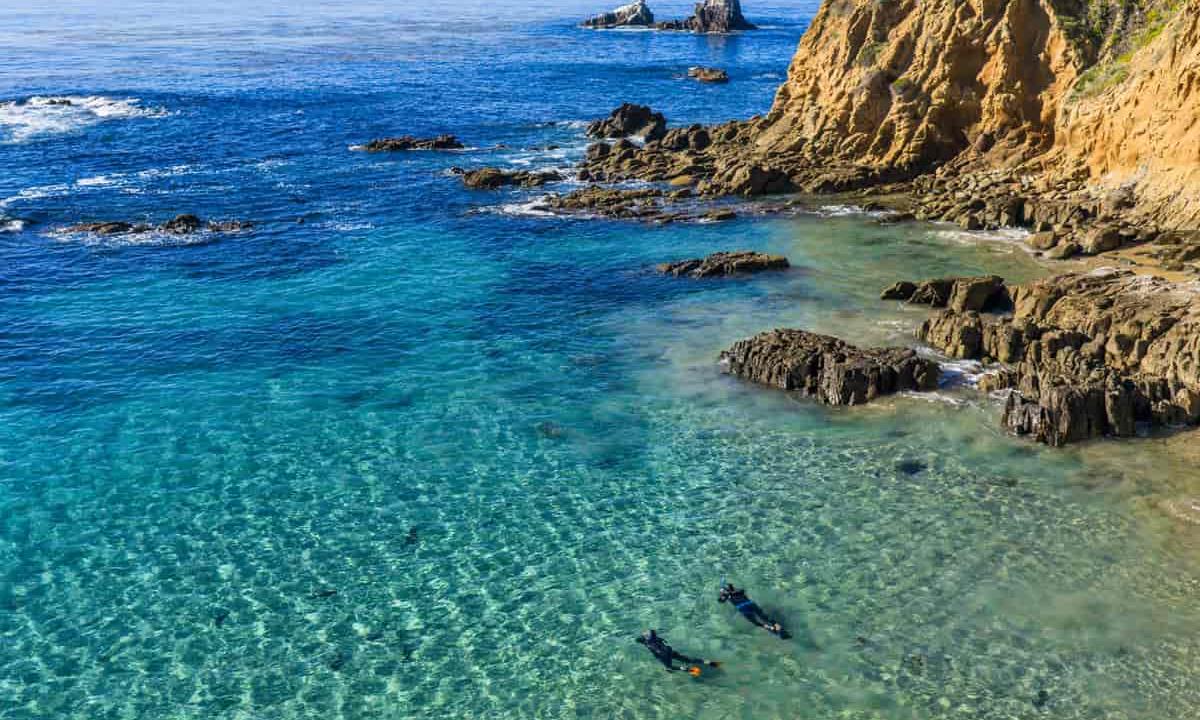 people snorkeling in the cove