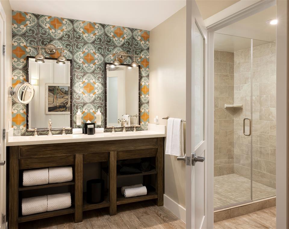 Bathroom with Walk-In Shower and Double Sink