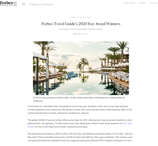 Forbes Travel Guide Awards