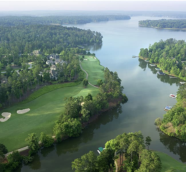 An aerial view of the golf course