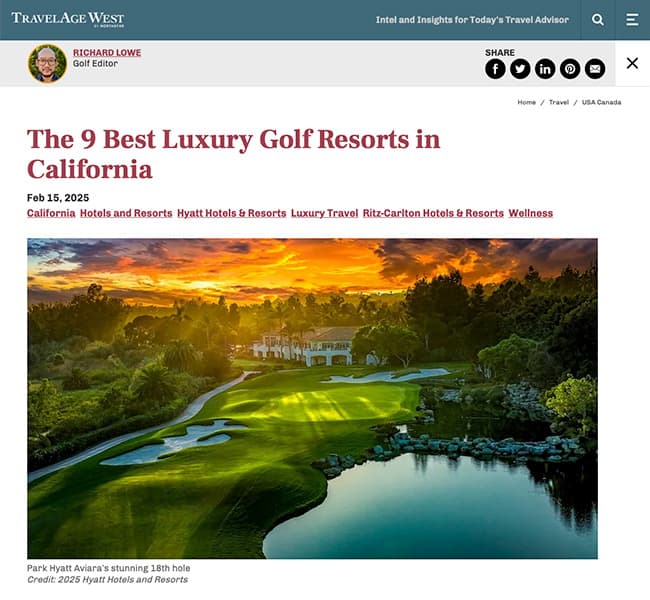 A screenshot of the online magazine TravelAge West
